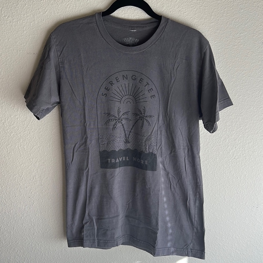Serengetee Travel More Palm Tree Grey T-shirt Size Medium